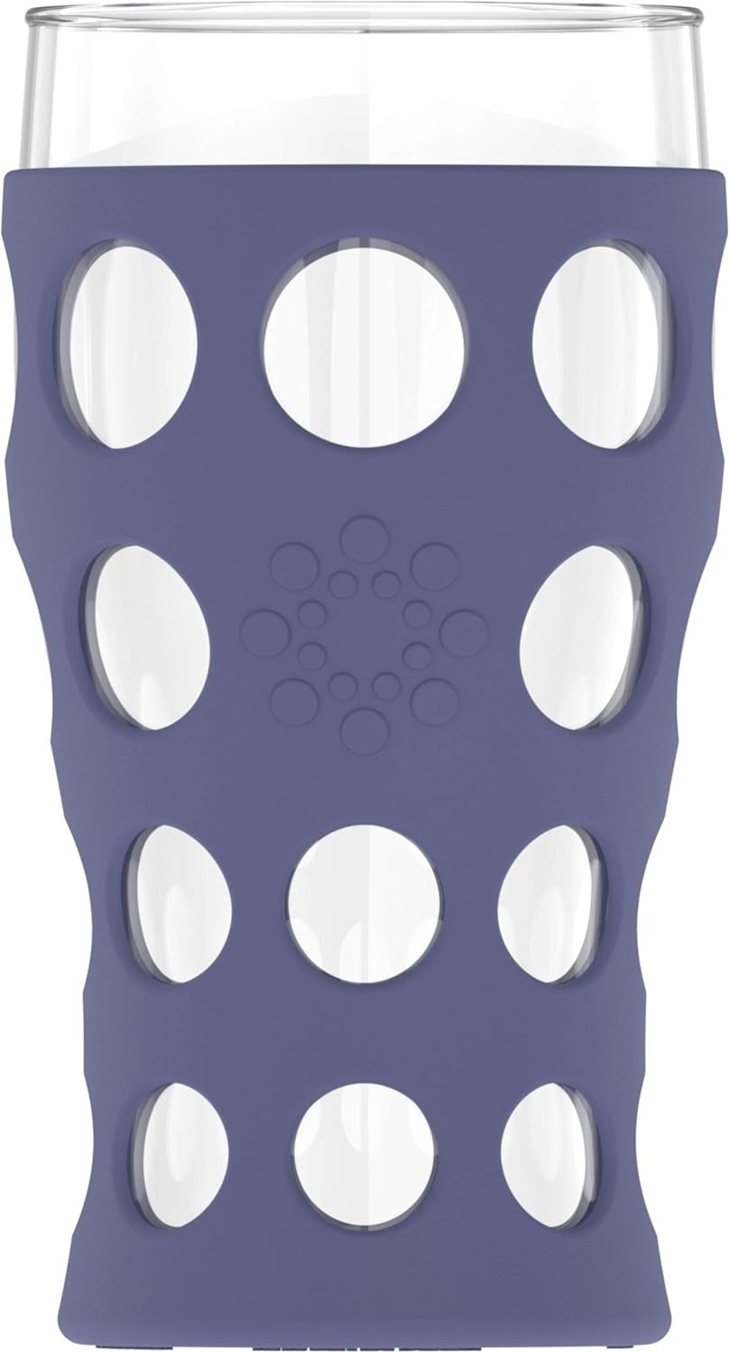  | Lifefactory 20-Ounce BPA-Free Indoor/Outdoor Protective Silicone Sleeve Beverage Glass, 2-Pack, Dusty Purple: Mixed Drinkware Sets
