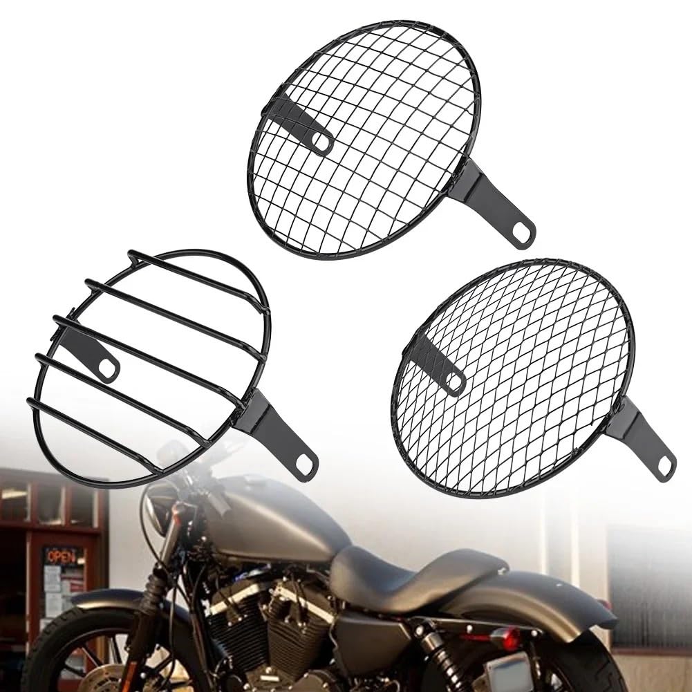 osłona reflektora 6,5-calowy Uniwersalny Motocyklowy Ochraniacz Reflektorów W Retro Grill osłona grilla reflektora(Checks)