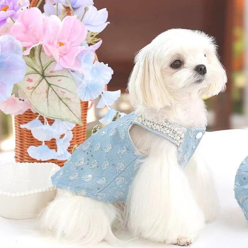 Robe en jean pour chien sans manches facile à enfiler - 4