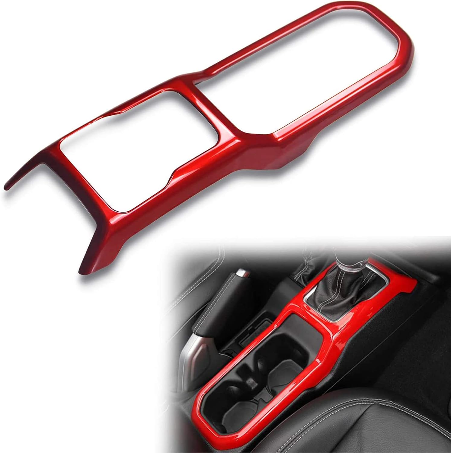 Bolaxin ABS Center Console Panel Dashboard Cover Compatible with Jeep Wrangler JL 2018-2023/ Jeep Gladiator JT 2020-2023 Interior Trim Decor for Jeep Accessories (Red)