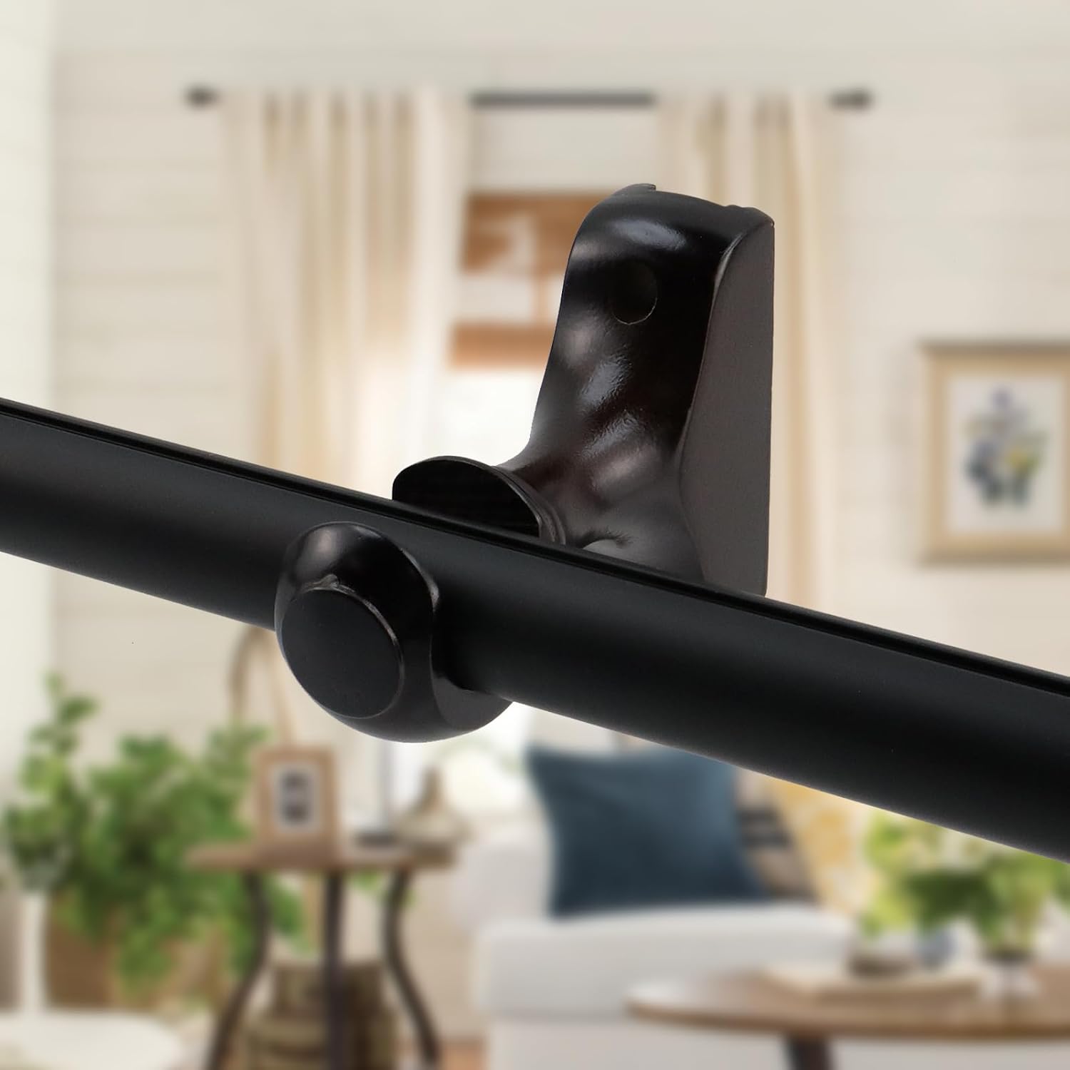 Antrader 2Pcs Wooden Support Brackets for 1.14 Inch Curtain Rod,Dark Brown | 29mm Diameter Curtain Rod Brackets,Window Curtain Hooks