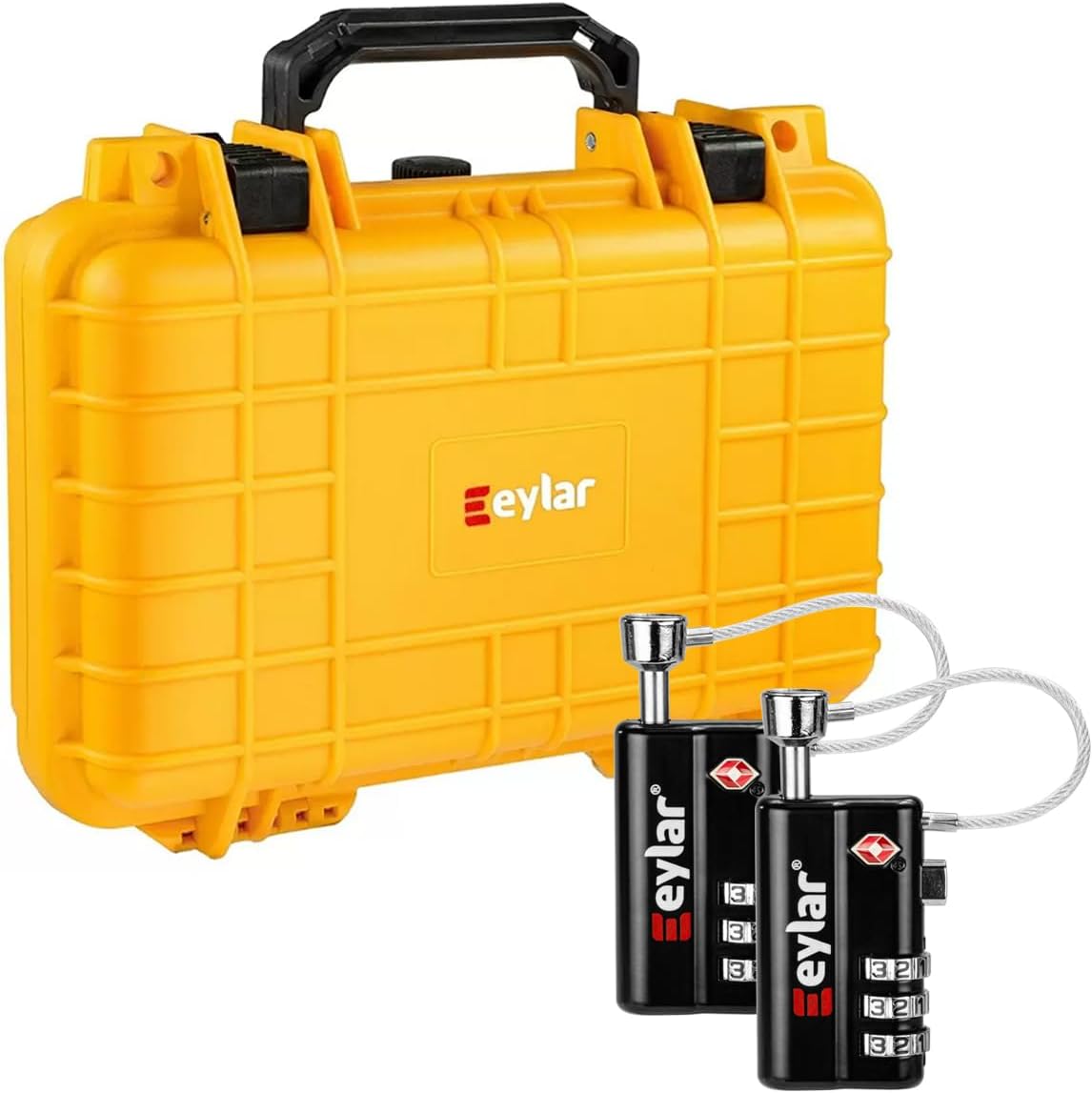 Eylar Waterproof Hard Case with TSA-Approved 3-Digit Combo Lock – Rugged Lockable Storage for Gear, Firearms (Yellow)
