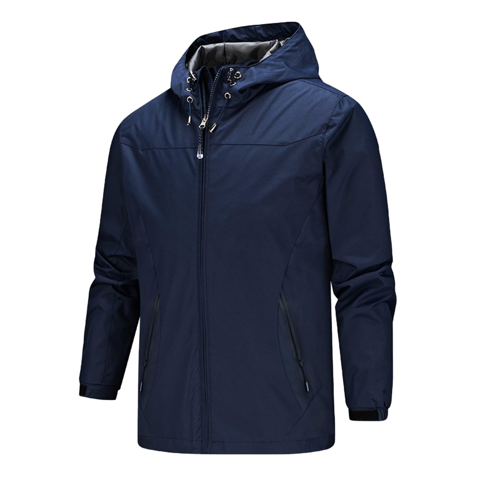 Giacca da trekking da uomo con tasche con cerniera, giacca antivento da uomo, con cerniera, leggera, con cappuccio, traspirante, impermeabile, per viaggi, campeggio, escursionismo, cappotto sportivo
