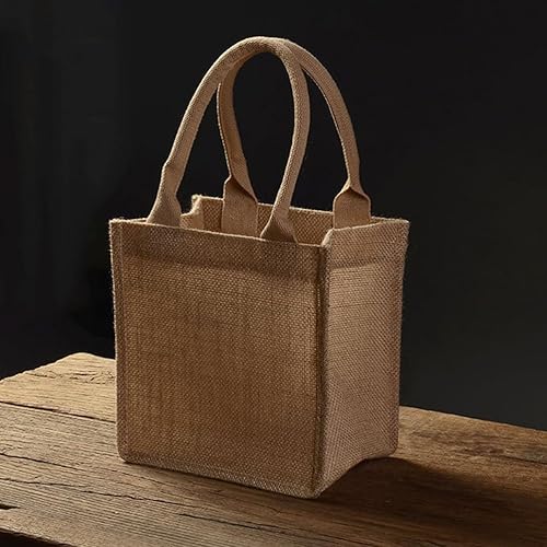 Miniatura 4 de TEHAUX 2 piezas de bolsas de compras de regalo, bolsa de arpillera de arpillera con asas, bolsa de arpillera, Como se muestra en la imagen