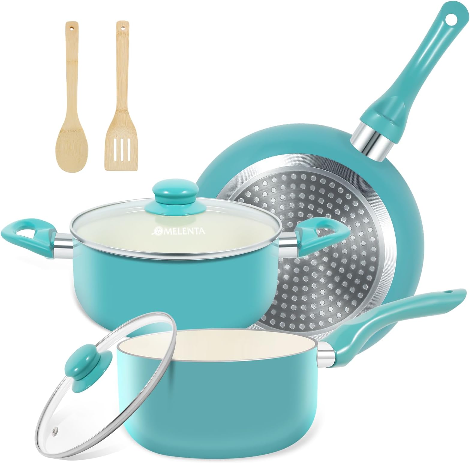 NonStick Cookware Set, Portable Lightweight Cast Iron Pots
