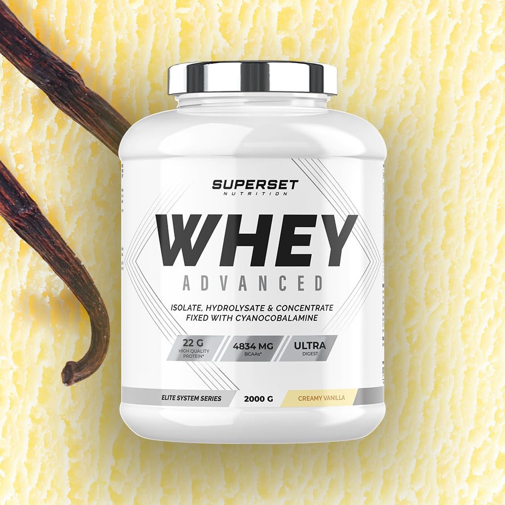 Superset Nutrition | 100% Whey Proteine Advanced (2kg) | Whey protéine | Protéine de qualité avec une texture gourmande - Vanille Crémeuse