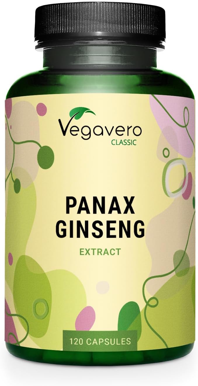 Vegavero Panax Ginseng | 4,800 mg (8:1 Extract) | with 20% Ginsenosides | NO Additives | 120 Vegan Capsules | Korean Red Ginseng
