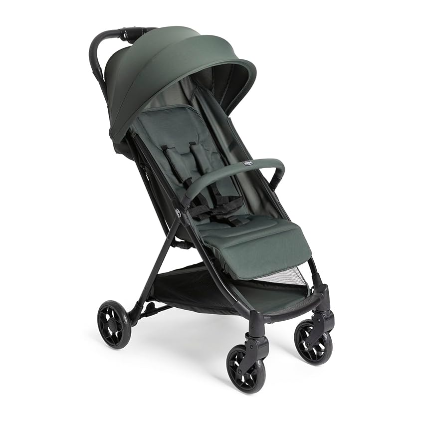Chicco Urbino, Passeggino 0+ Mesi-22 Kg, Passeggino Leggero con Chiusura Smart e Compatta, Capotte Estensibile con Trattamenti UV50+ Antipioggia, Schienale Reclinabile e Regolabile, Poggiagambe, Verde