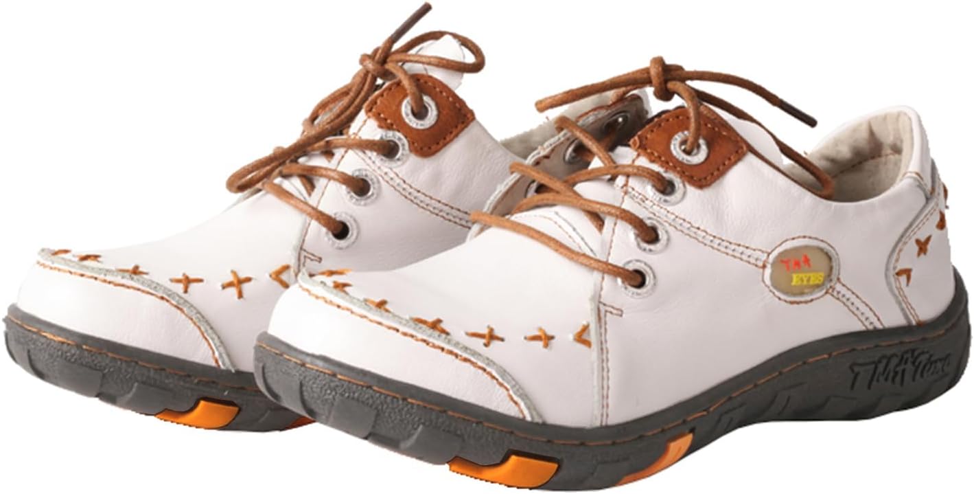 TMA EYES Women's Leather Non-Slip lace-up Leather Fashion Shoes Flats Comfortable with Hand-Stitched Design - Image 3