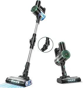 PRETTYCARELIFE Cordless Vacuum Cleaner, Rechargeable Stick Vacuum Cleaner for Home with Powerful Suction, 180 Bendable Wand and Self-Standing, Household Wireless Vacuum for Hardwood Floor Pet Hair