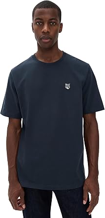 Maison Kitsune Mens Grey Fox Head Patch Comfort Tee