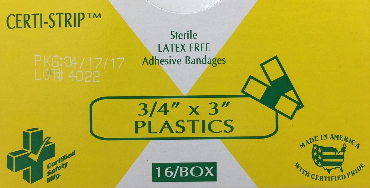 3/4" x 3" Plastic Adhesive Bandage 16 Box #606 (210-005)