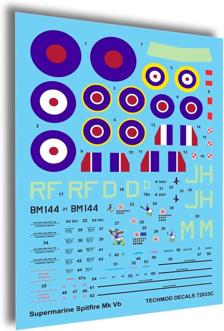 Techmod 72033 1/72 Supermarine Spitfire Mk VB Polish Figher Aircraft Wet Decal