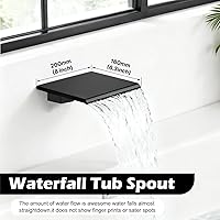 Vista 3 de Midanya Sistema de Ducha con Caño de Bañera, Juego de Grifería de Ducha para Bañera con Cabezal de Lluvia Cuadrado y Rociador de Mano Montaje