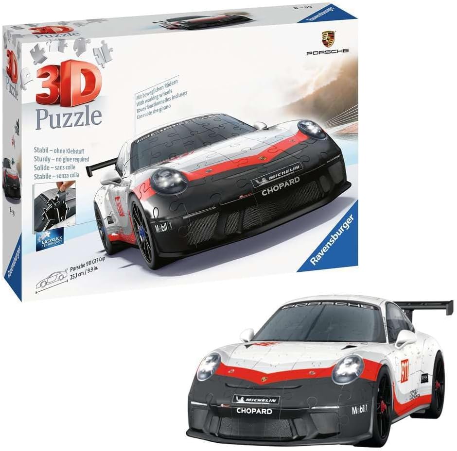 Ravensburger Porsche 911 GT3 Cup 108 Piece 3D Jigsaw Puzzle for Adults and Kids - 11557 - Great Gift for Any Birthday, Holiday, or Special Occasion