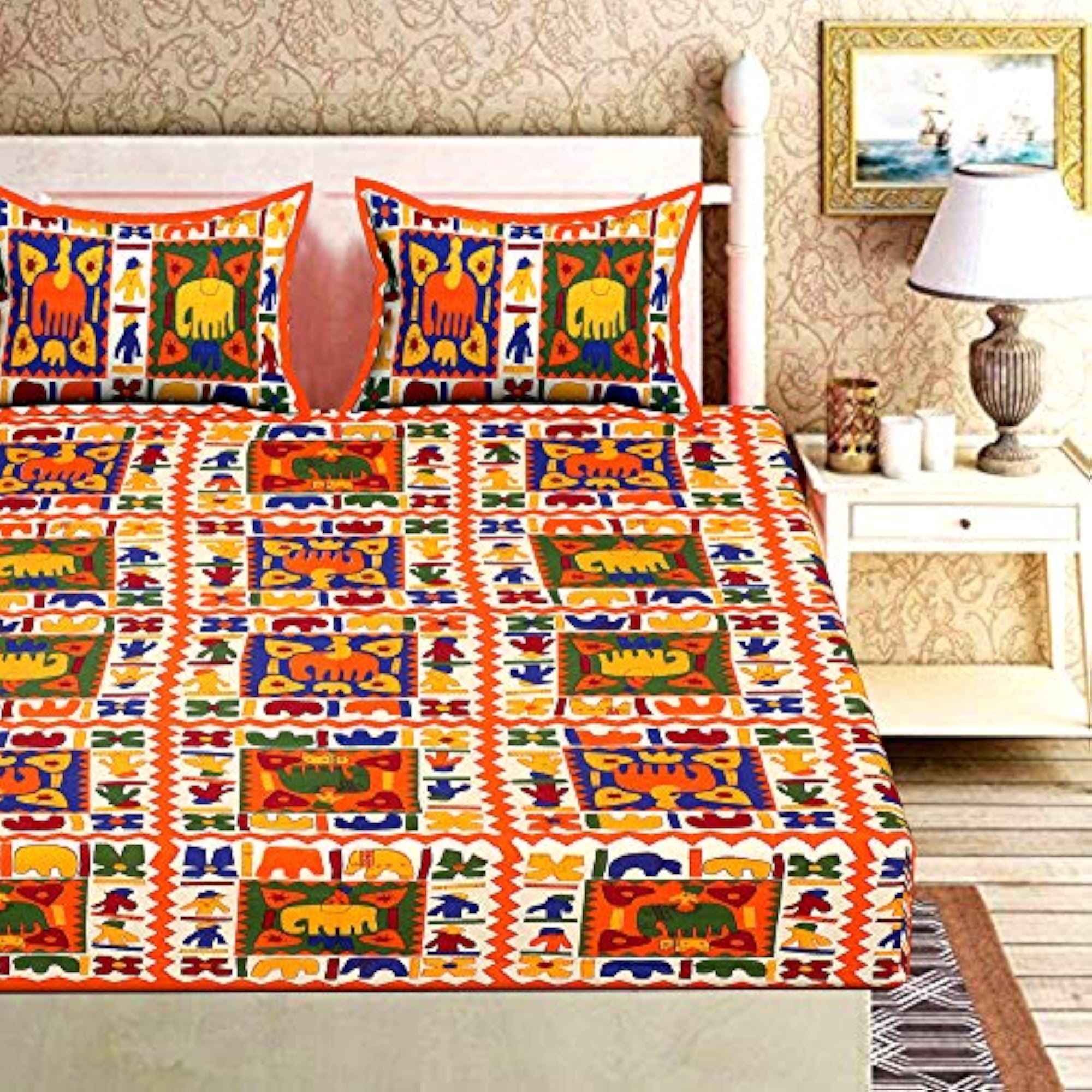 Pure 100% Cotton Double Bed Sheet with 2 Pillow Covers