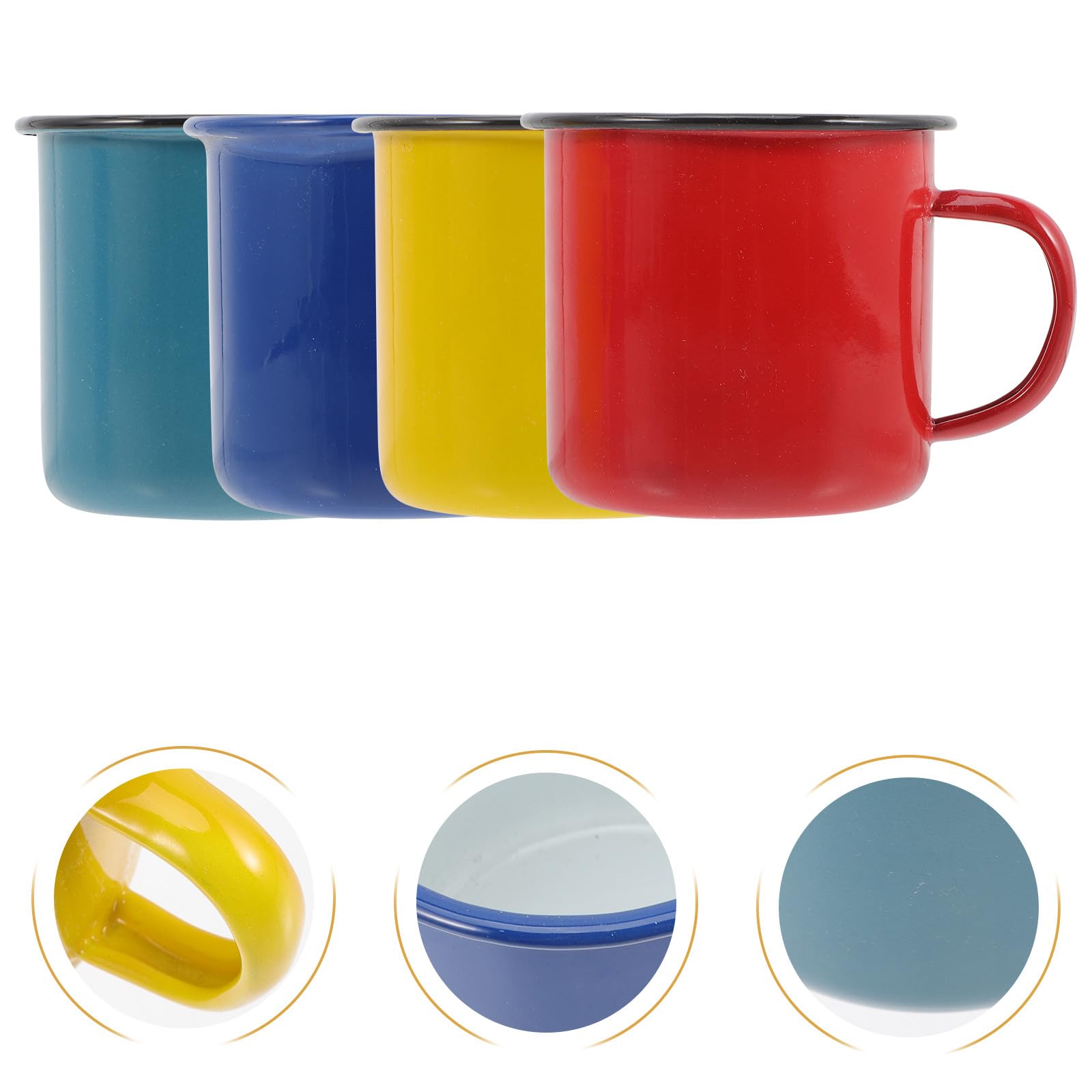 iplusmile 4 Stück Emaille Wasserbecher 8cm Großer Campingbecher aus Emaille Hitzebeständig Leicht Unzerbrechlich Buntes Trinkbecher für Zuhause und Outdoor