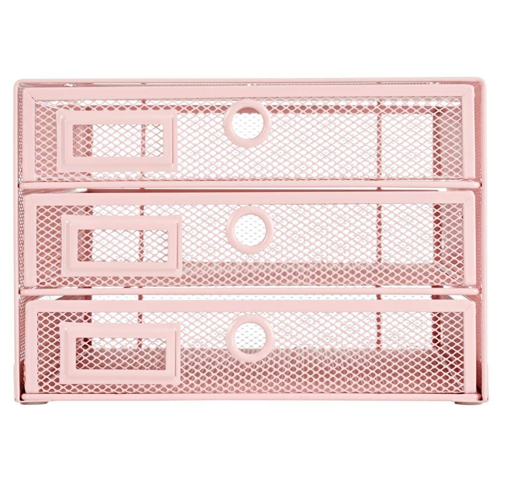Annova Mesh Desk Organizer Rotate with 6 Compartment (Light Pink
