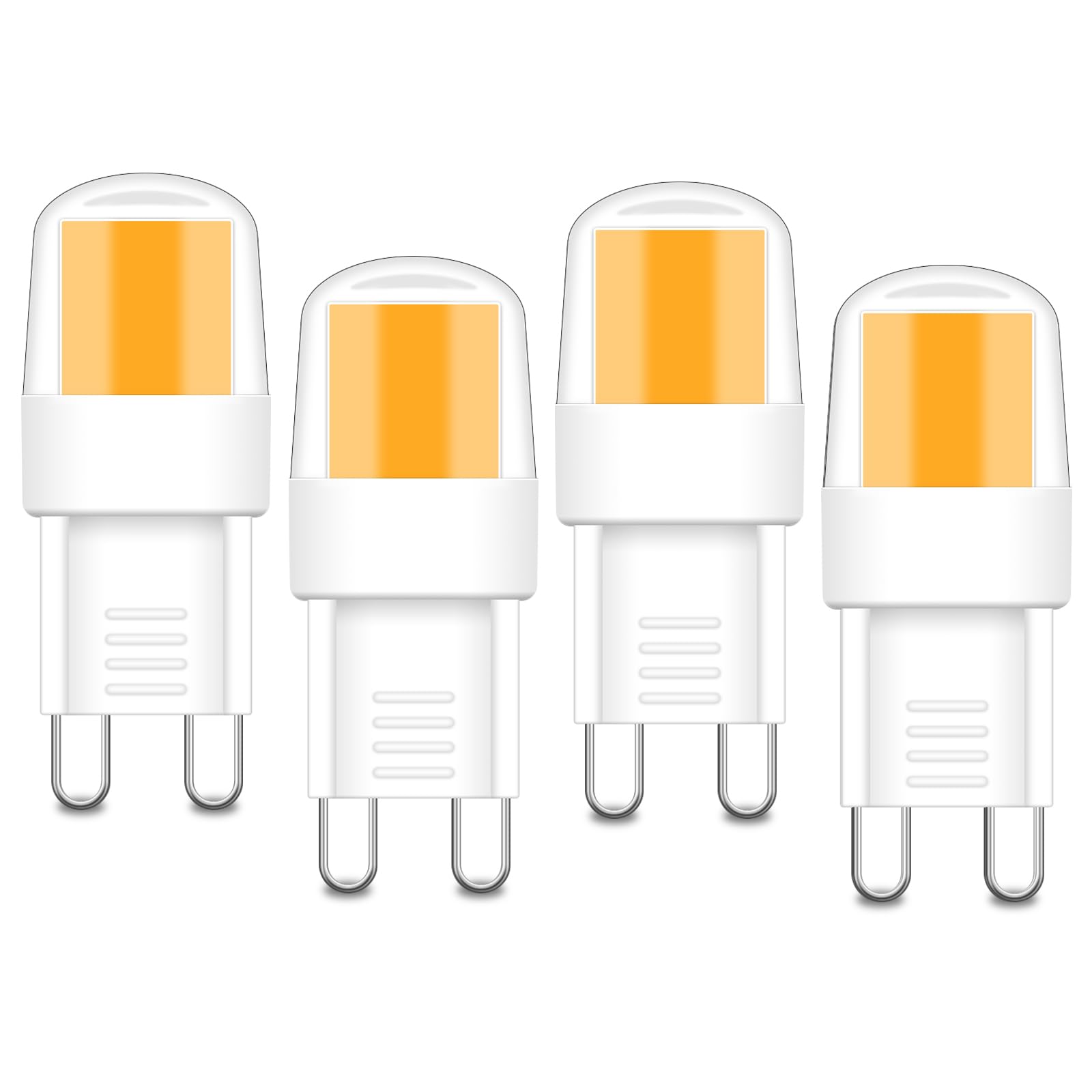 TRIJZHOU G9 LED Warmweiß 2700K COB Leuchtmittel 2W Ersatz 15W 20W 25W Halogenlampe 300 Lumen 220V G9 Bi-Pin Kurz Enegiesparende kleine Birne Schlafzimmer Leuchter Nicht Dimmbar, 4er Pack