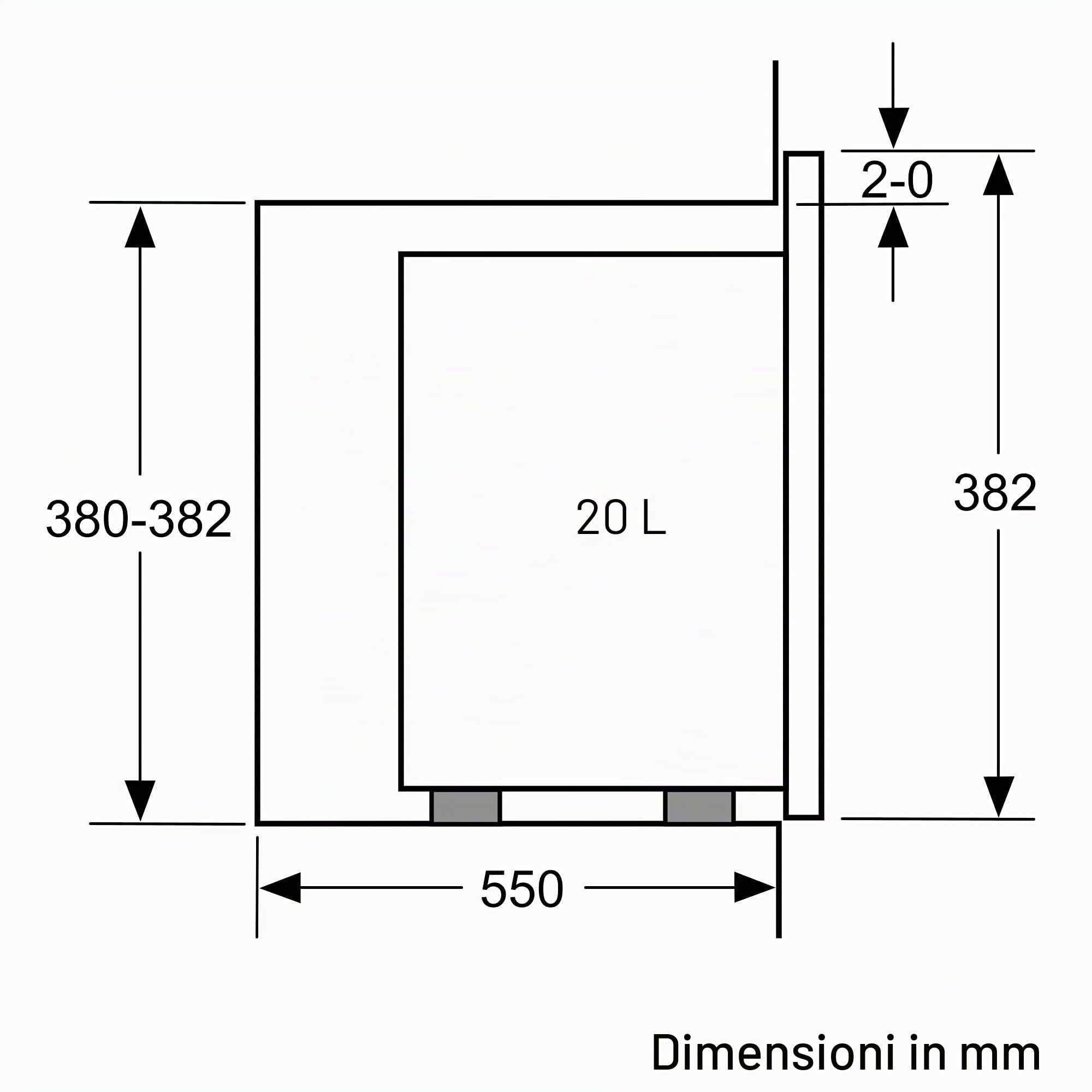 Bosch Elettrodomestici Bel523Ms0 Microonde Integrabile Ad Incasso, 800 W, 20 L, Nero, 594 X 382 X 317 Mm