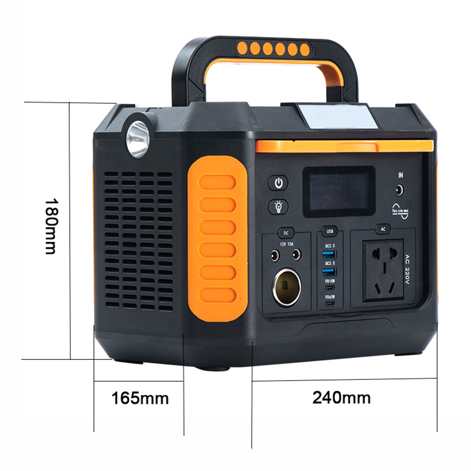 Station d'alimentation portable 500 W 550 Wh Alimentation d'urgence extérieure portable avec prise CA à onde sinusoïdale pure pour camping en plein air, voyage, chasse, batterie de secours d'urgence