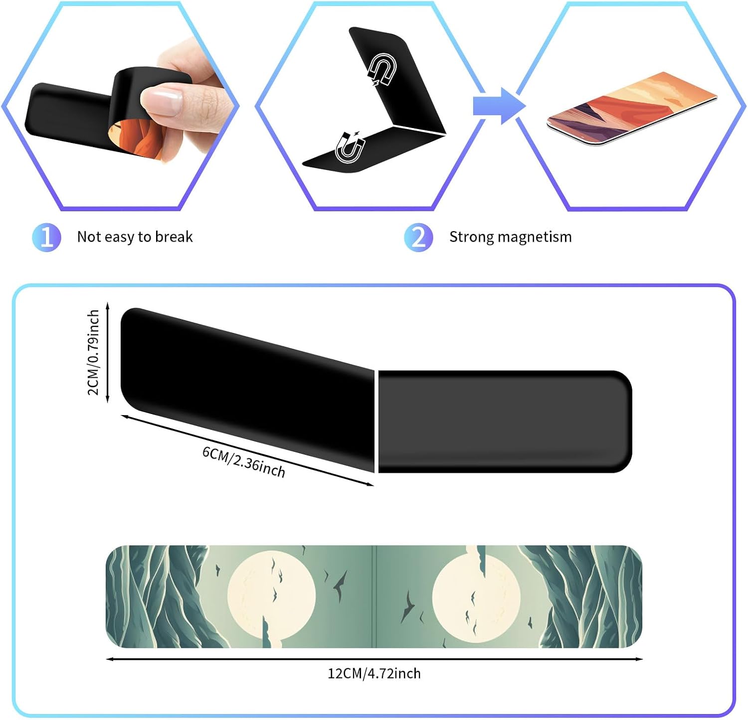 48 Pieces Magnetic Bookmarks Magnet Page Markers - Book Marks for Reading Women & Men with Storage Boxes - Cute Magnet Bookmark Clips for Reading Pleasure（Landscape） image 2