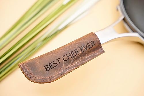 Miniatura 4 de Cubierta de mango de hierro fundido personalizada, Cubierta de mango de sartén de hierro fundido personalizada de cuero, Mangas de mango de soporte