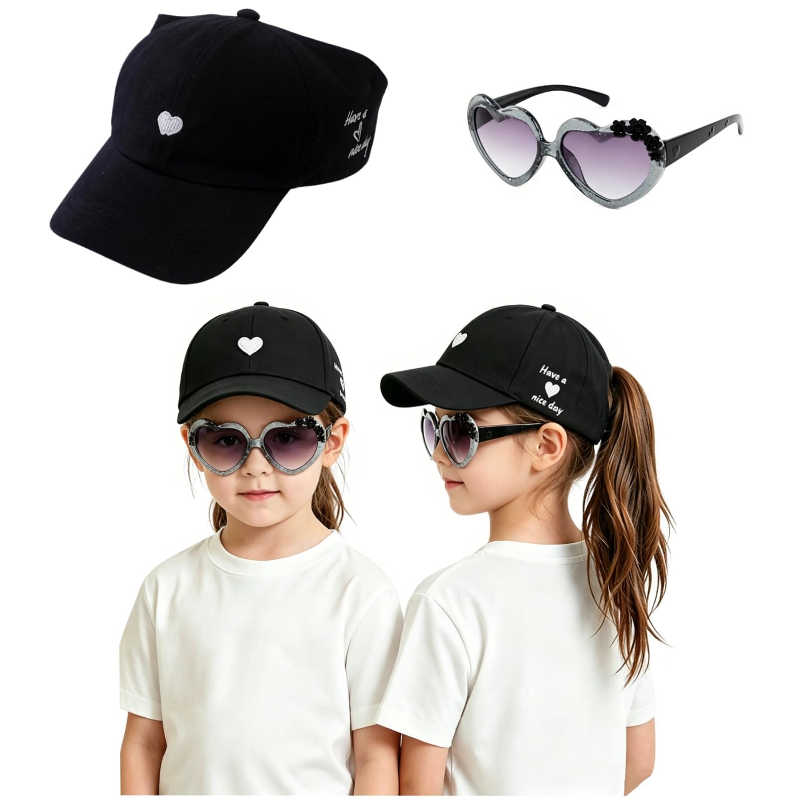 Lot De 2 Casquettes à Ouverture Pour Queue De Cheval – Nylon/polyester, Taille 56-58 Cm, Noir/gris Foncé
