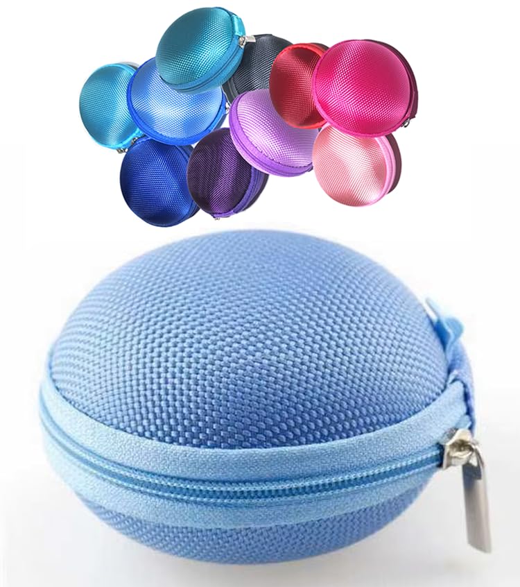Round Earbud Case 10 Pack – Portable Ear Buds Pouch for Wired Earphones and Small Accessories – Compact Earphone Case with Zipper for Travel, School, and Everyday Storage