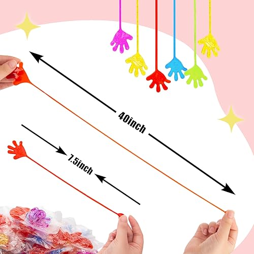 Miniatura 2 de Shindel 120 manos adhesivas con purpurina, juguetes elásticos para manos pegajosas, pequeños dedos pegajosos brillantes a granel para huevos de