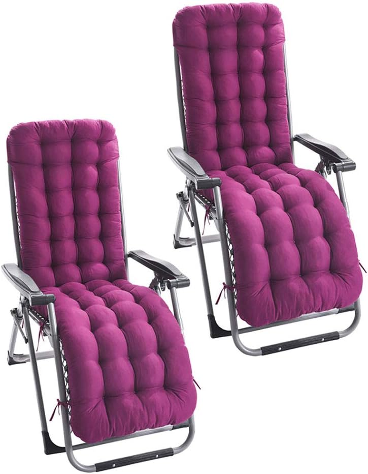 BullStar 2 Pack Lounge Chair Cushion Indoor Outdoor Chaise Lounge Cushions with Cap Perfect for Garden Patio Mattress for Zero Gravity Chair, Purple