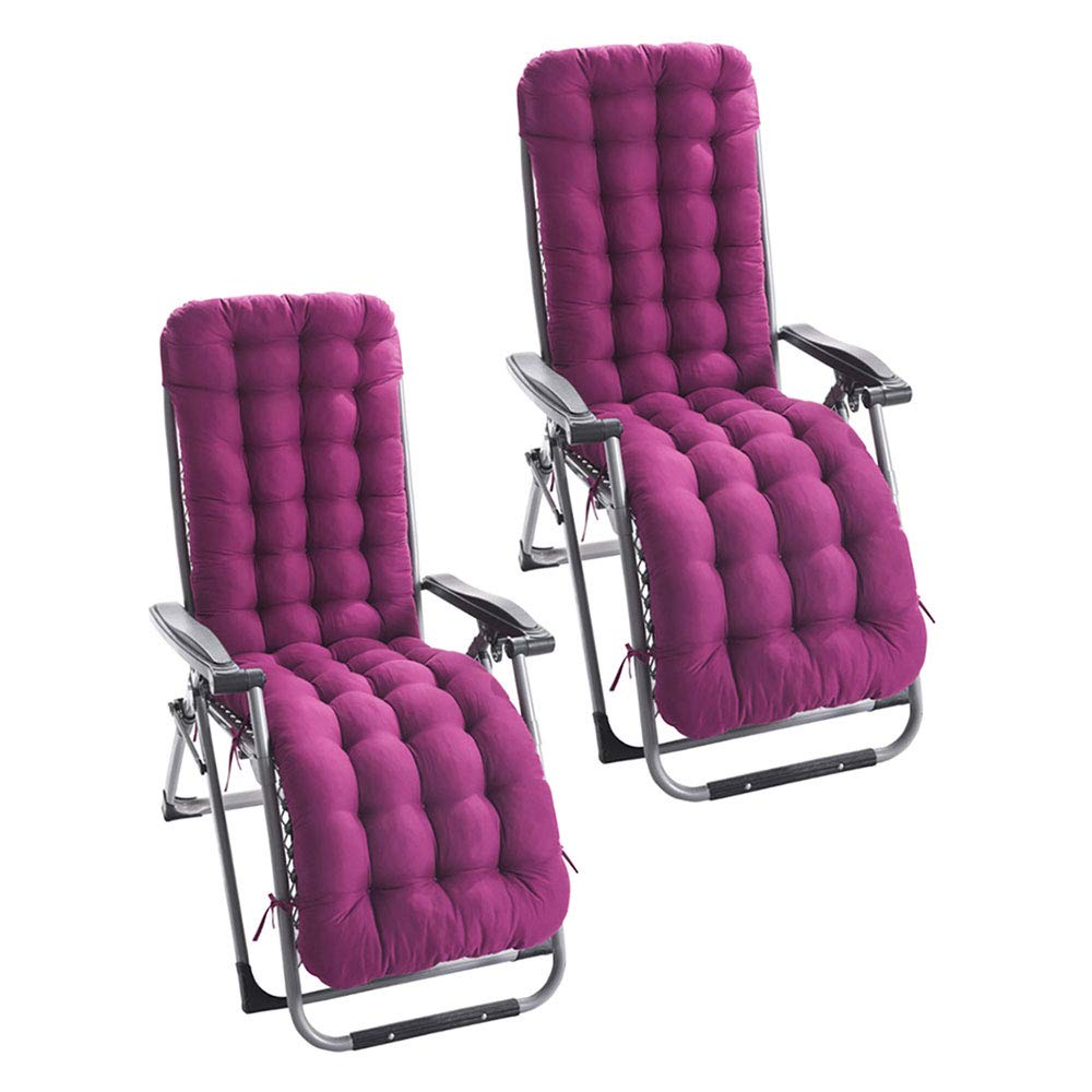 BullStar 2 Pack Lounge Chair Cushion Indoor Outdoor Chaise Lounge Cushions with Cap Perfect for Garden Patio Mattress for Zero Gravity Chair, Purple