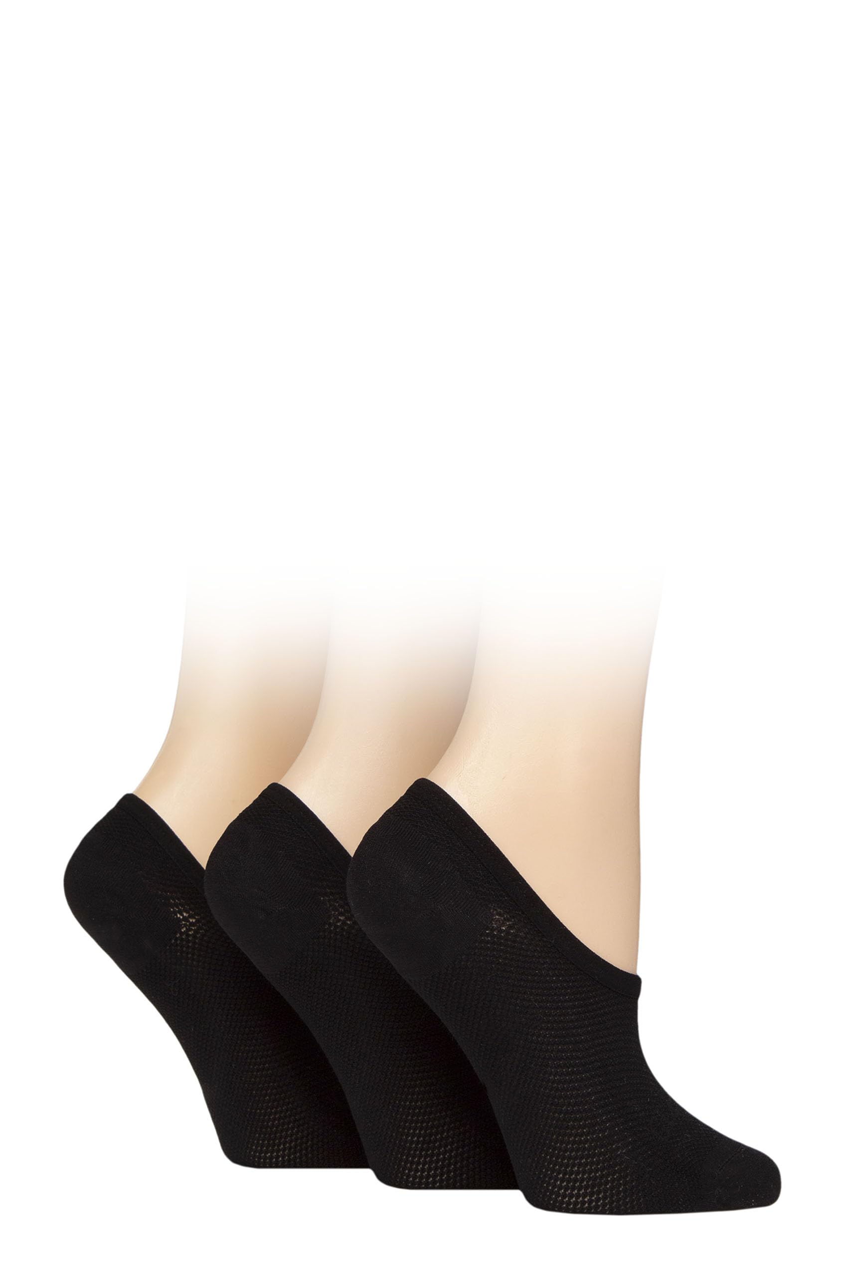 Glenmuir Women’s Mesh Shoe Liner Socks – 3 Pair Lightweight Breathable No Show Trainer Socks, Soft Everyday Invisible Footwear Comfort – UK 4-8 Black