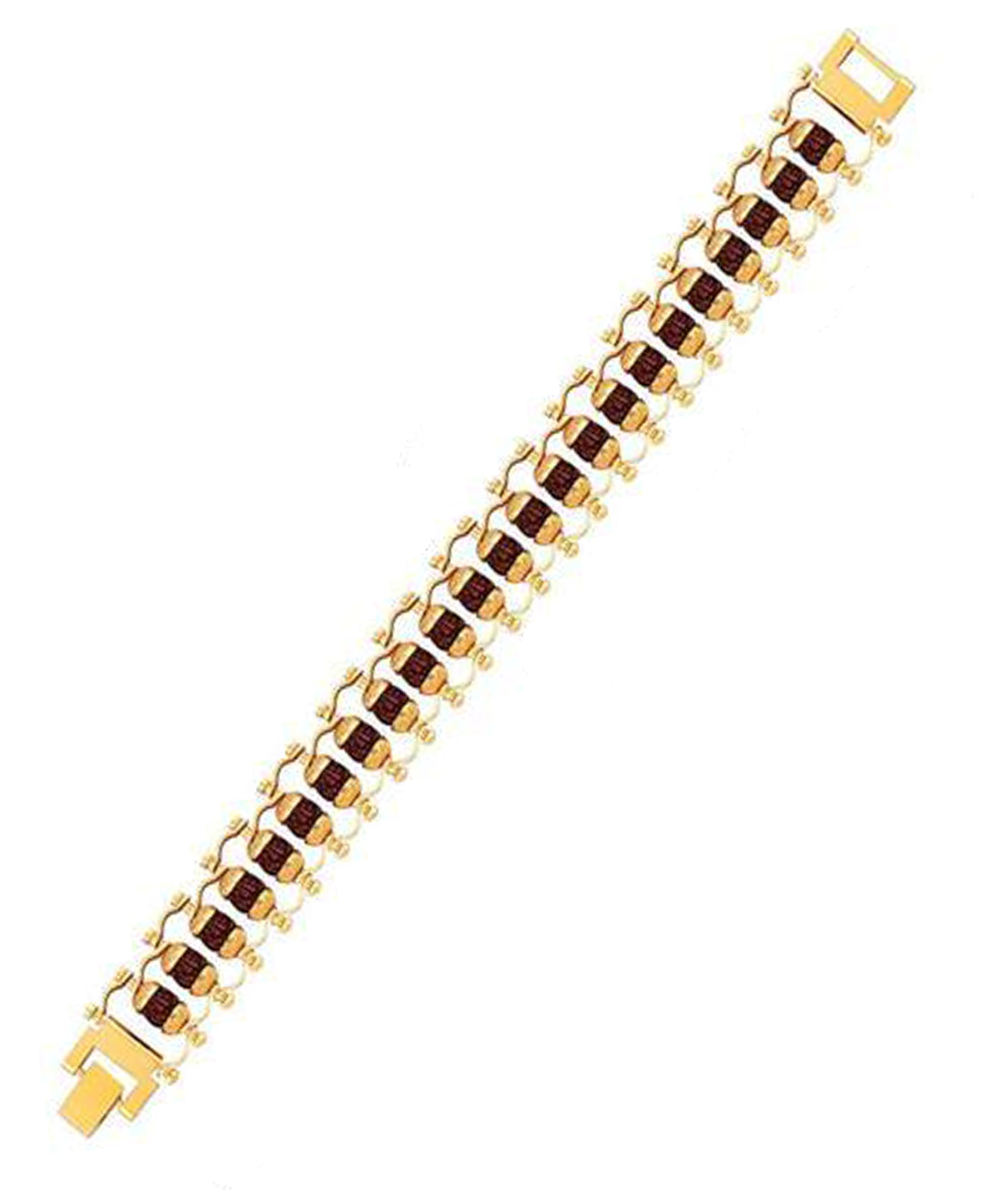 ANVIKAGold Plated 5-Mukhi Modern Rudraksha Bracelet for Men - Traditional Spiritual Jewelry for Positive Energy and Healing