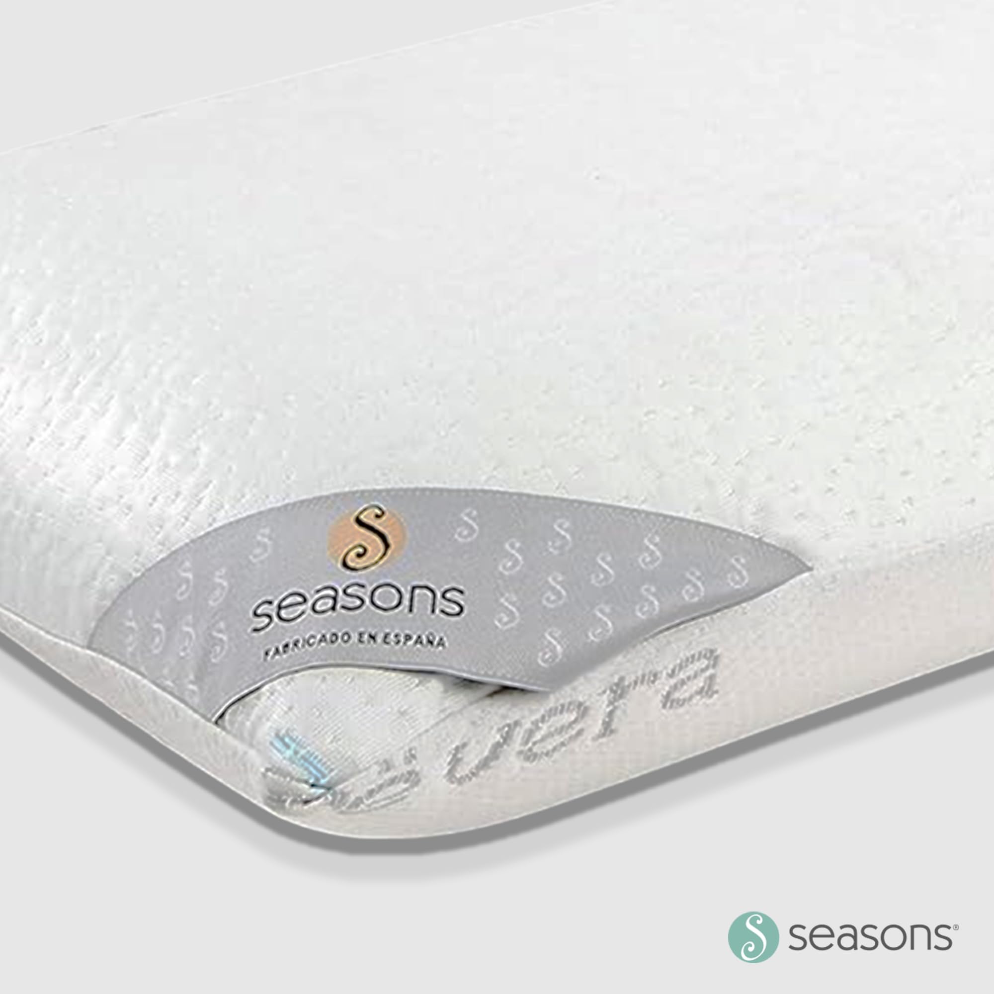 SEASONS Almohada Viscoelástica 75 cm con Efecto Frío Refrescante | Pack 2 | Firmeza Ergonómica | Doble Funda Lavable | Tratamiento con Ozono | Hecho en España