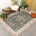 Produktbild FRAAI Vintage Gartenteppich - Santo Flora Dunkelgrun 80x150cm - Wetterfest - Polyester - Flachgewebe - Balkon, Garten - Terrasse - Carpet