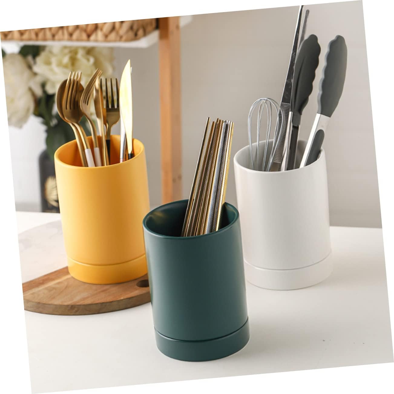 IMIKEYA 1Set Multipurpose Ceramic Chopstick Holder with Base Utensil Organizer for Kitchen Counter Scratch Resistant and Easy to Clean for Home Restaurant and Food