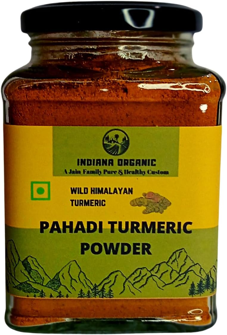 Indiana organic Pahadi Wild Turmeric Powder Haldi powder | 200 gram | High Curcumin & Oil Content | Unprocessed and Organic Haldi Powder | Sourced from Kumaon Hills, Uttarakhand | Chemical-Free | Freshly Ground Packed On Order | Harvest end 2025