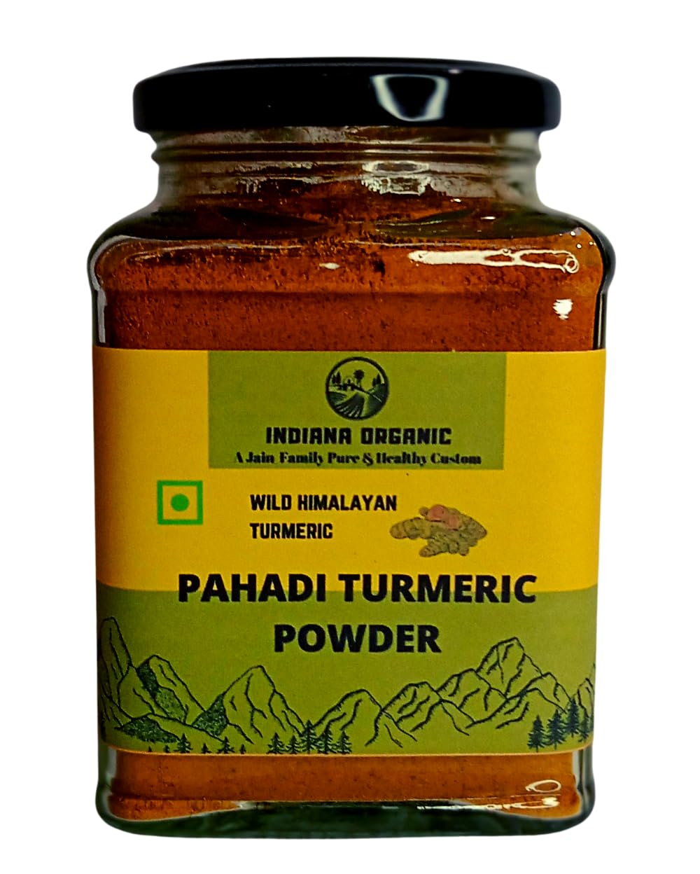 Indiana organic Pahadi Wild Turmeric Powder Haldi powder | 200 gram | High Curcumin & Oil Content | Unprocessed and Organic Haldi Powder | Sourced fromKumaon Hills, Uttarakhand | Chemical-Free | Freshly Ground Packed On Order