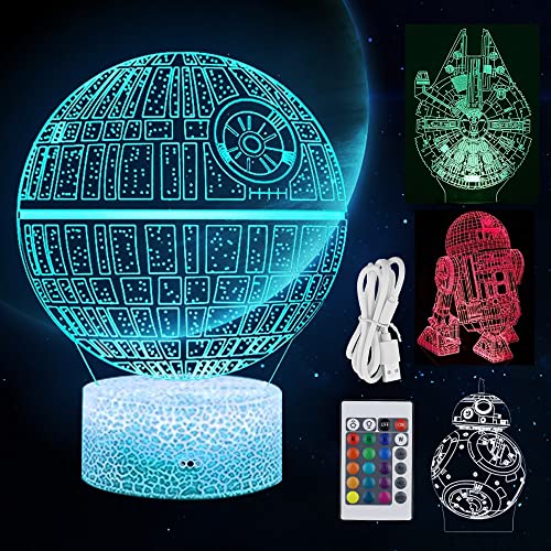 ZJRung 3D Illusions Lampe 16 Farbwechsel 3D Led Nachtlicht Anime mit...