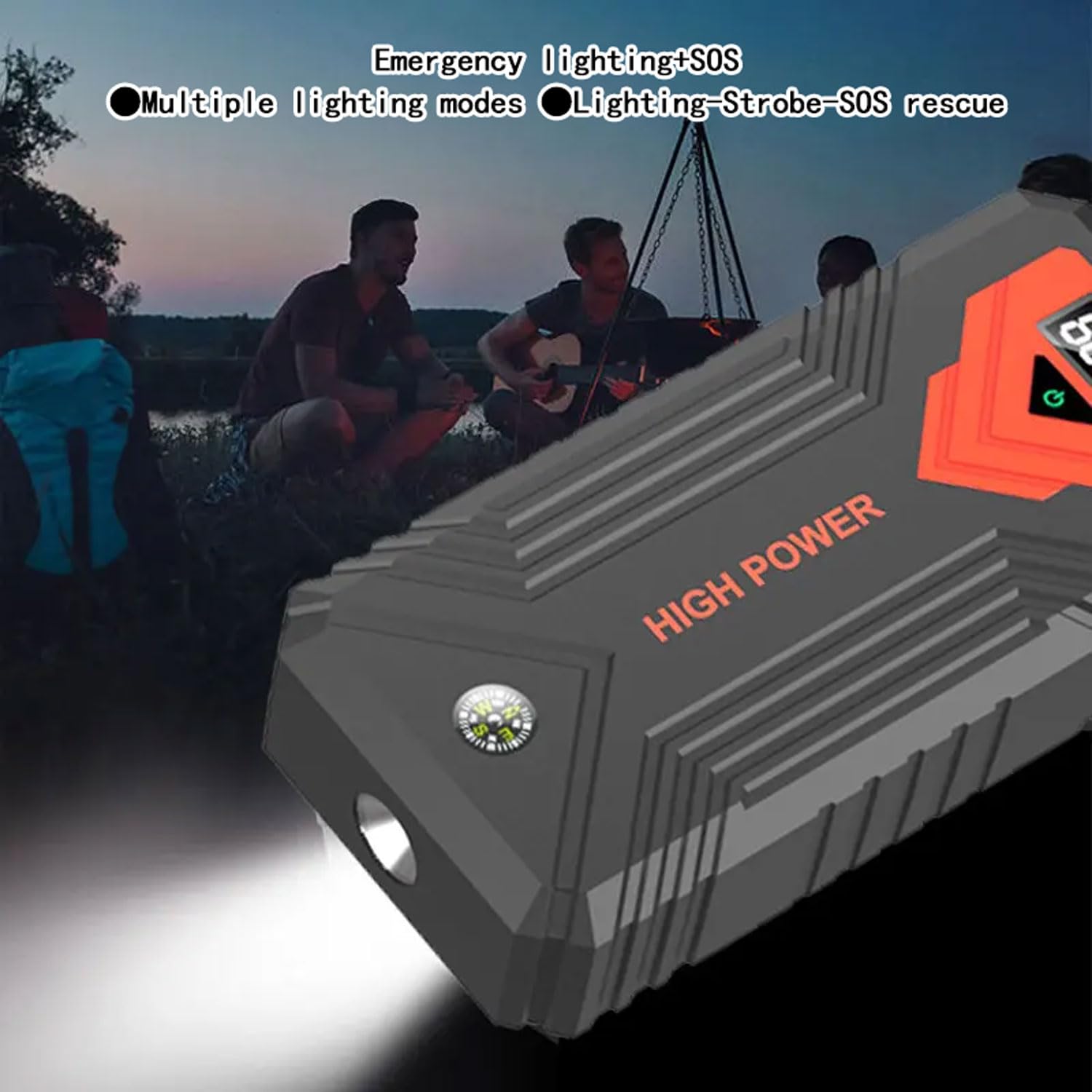 Avviatore di emergenza Power Pack, Avviatore di emergenza per batteria per auto da 1600 A con luce LED, Alimentatore di avviamento di emergenza portatile per veicoli da 12 V Con clip per batteria inte
