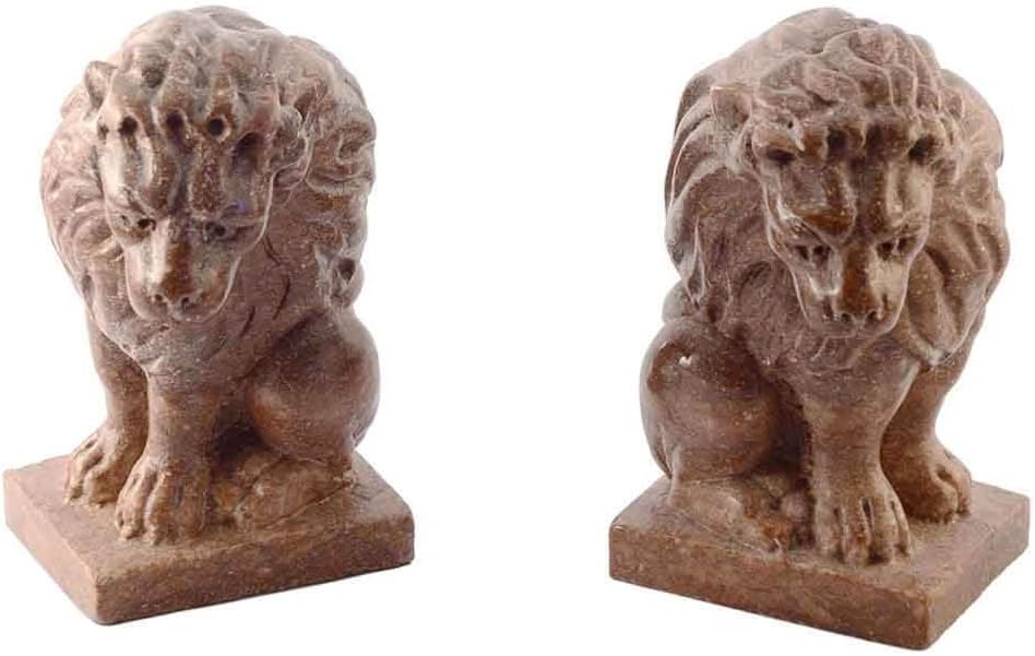 Arte 2000 - pair of hand-carved verzegnis red porphyry lions - art_sa-33-pvr