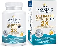 Vista 1 de Nordic Naturals Ultimate Omega 2X con vitamina D3, sabor a limón, 60 geles blandos, 2150 mg de omega-3 + 1000 UI D3, aceite de pescado omega-3, EPA