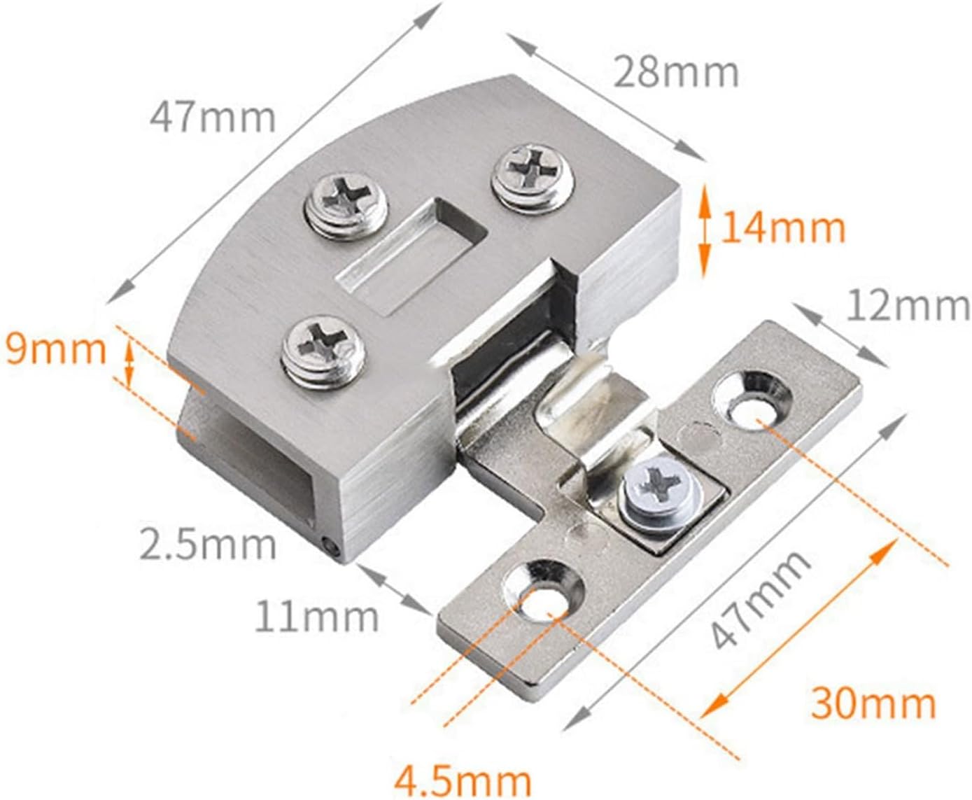 YEJIANGHUA 4pcs Glass Door Hinge Bookshelf Glass Clamp Shower Door Hinge Display Cabinet Glass Clip Bathroom Furniture Cupboard Hardware Natural(Black)