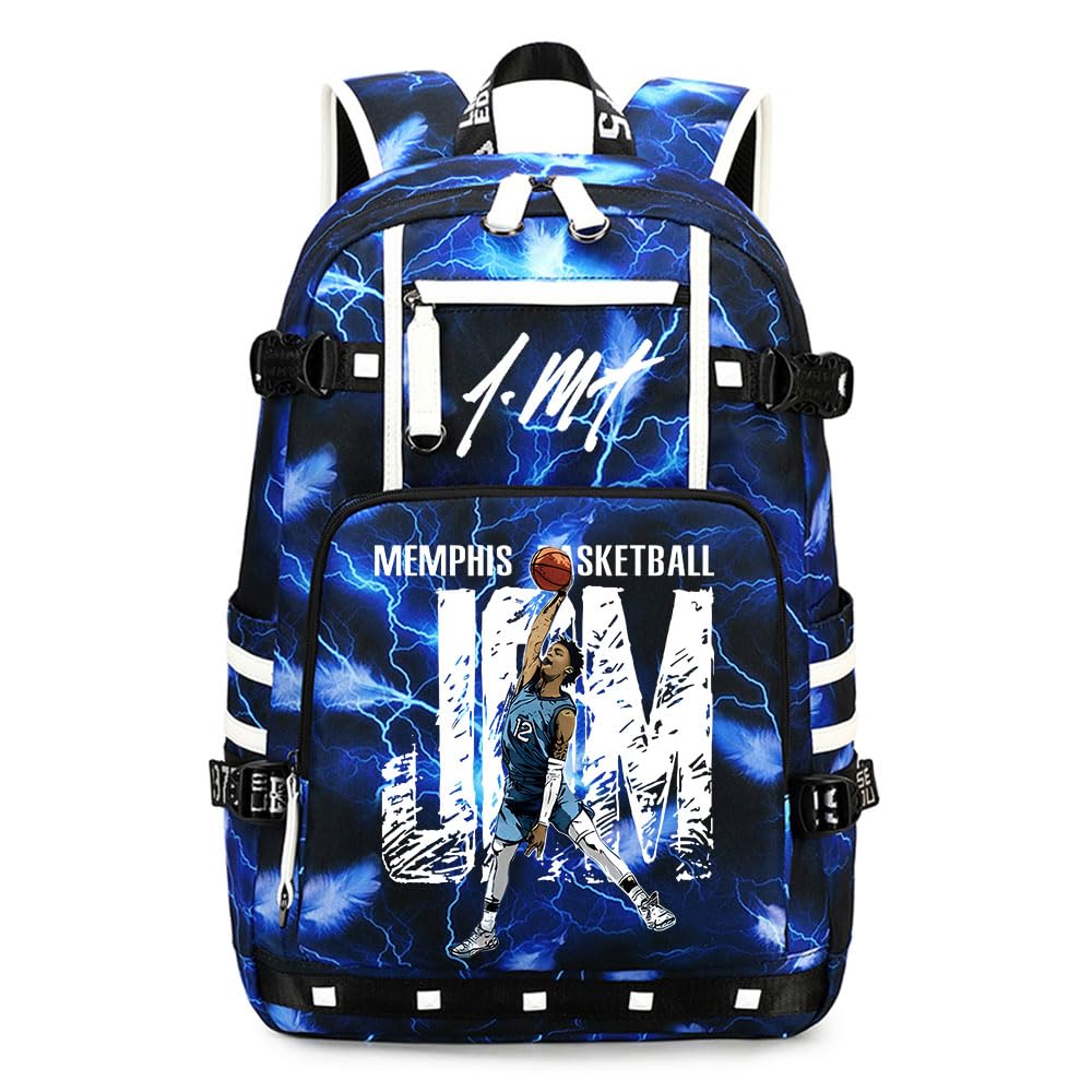 Ansigeren No. 12 Basketball Player JA Creative Backpacks Sports Fan Bookbag Travel Student Backpack with USB Charging Port (c)