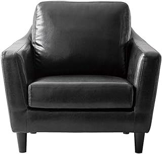 エア・リゾーム ソファー 1人掛け 一人掛けソファ おしゃれ 北欧 モダン 一人用ソファー LAURU ラウル (ブラック(レザー), 完成品)