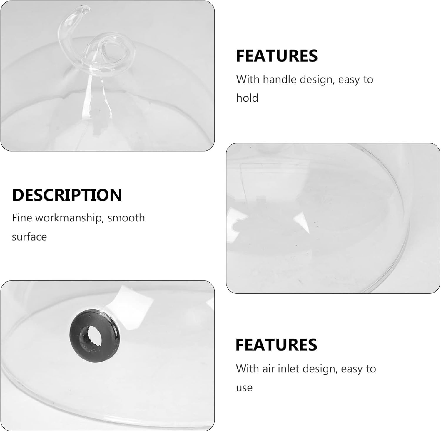 Cabilock Glass Food Cover Smoke Diffuser Display Dome for Cake and Bread Elegant Glass Cloche for Hotel and Restaurant Use and Lightweight Design