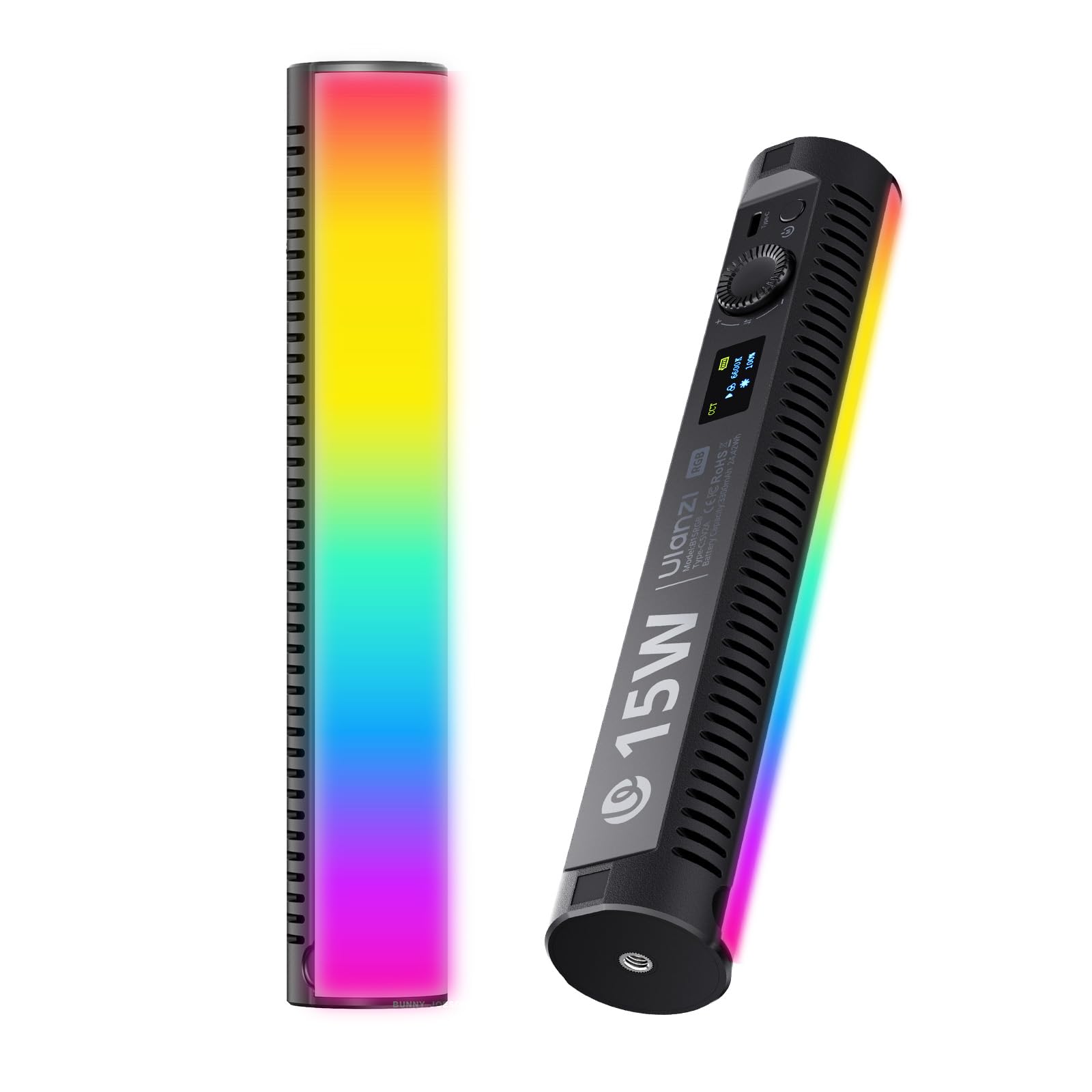 ULANZIB15RGB Magnetic RGB Light Wand - Handheld LED Video Light Stick with Diffuser, 3300mAh 1800-9000K 20 Effect Dimmable Camera Tube Light for Video Recording Studio Photography TikTok YouTube Vlog