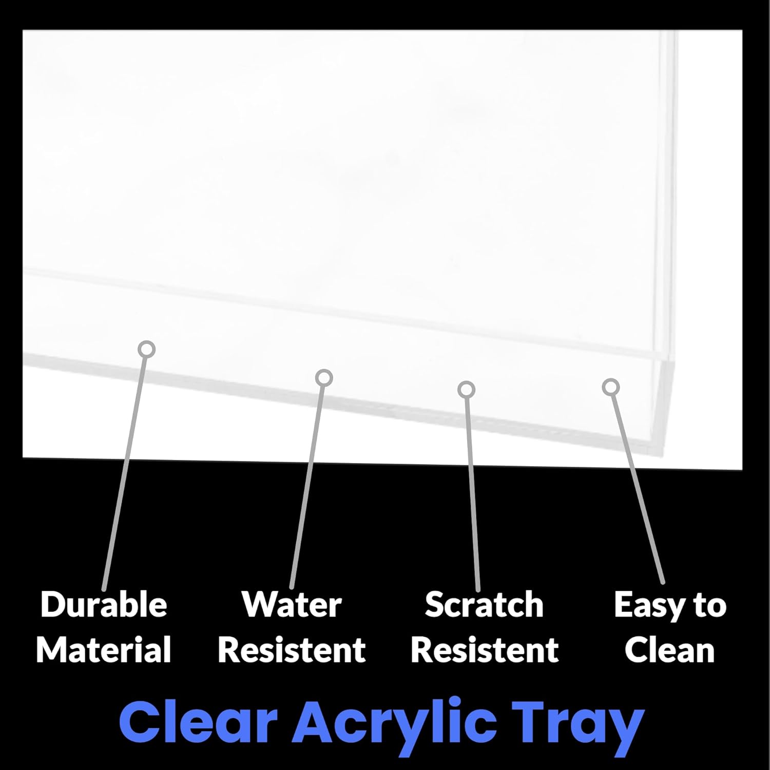 Acrylic Bathroom Countertop Tray - Small Organizer with Lid - 17”x13”x1” - Decorative Storage Trays for Coffee Table, Toilet Tank, Vanity & Room Décor