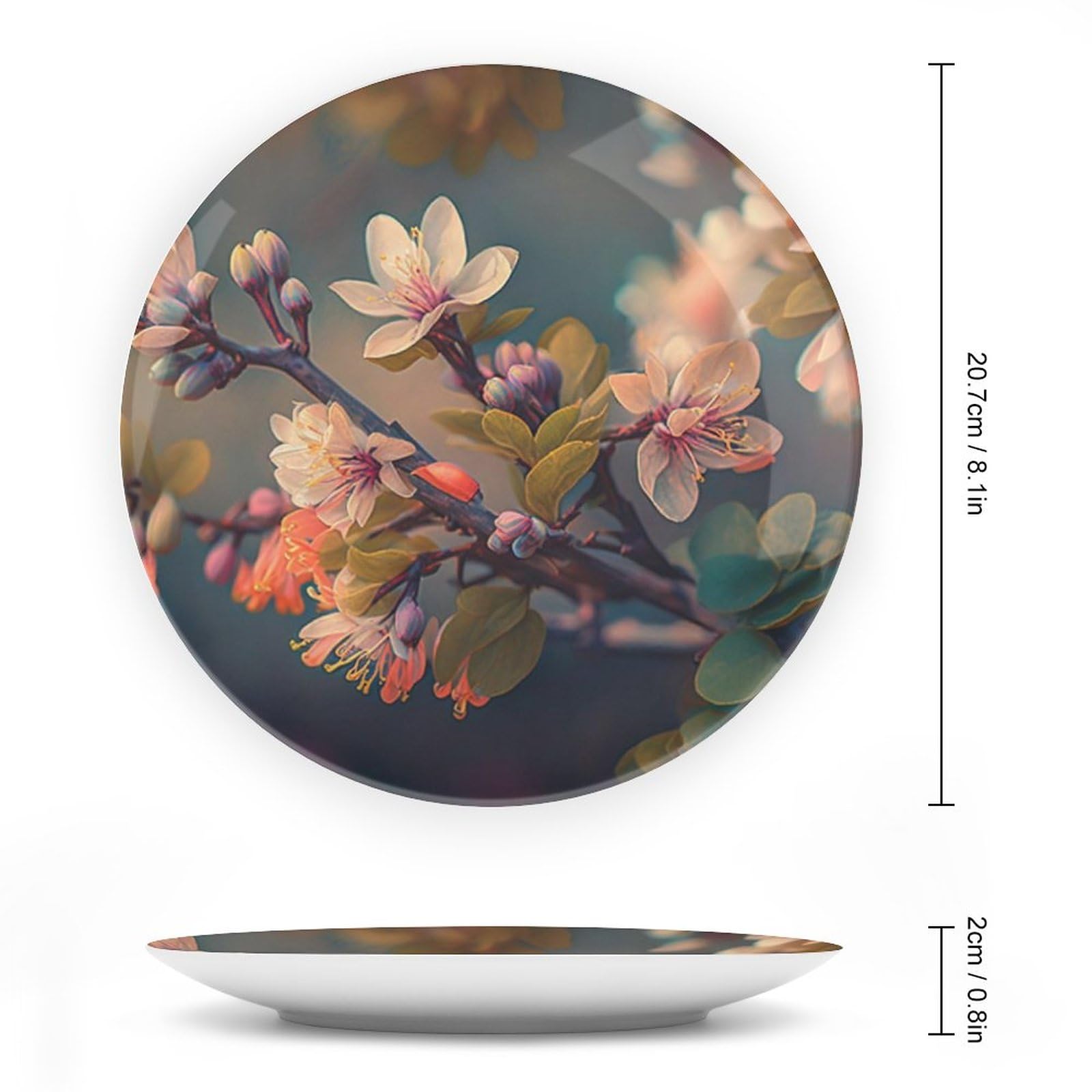 Piatti decorativi da appendere al muro, piatto in ceramica con supporto espositivo, decorazione per interni per armadi da cucina, vassoio rotondo da 20,3 cm